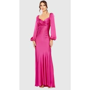Mac Duggal Pink Sweetheart Neckline Puff Satin Sleeve Gown, Sz 12, 298$, NWT